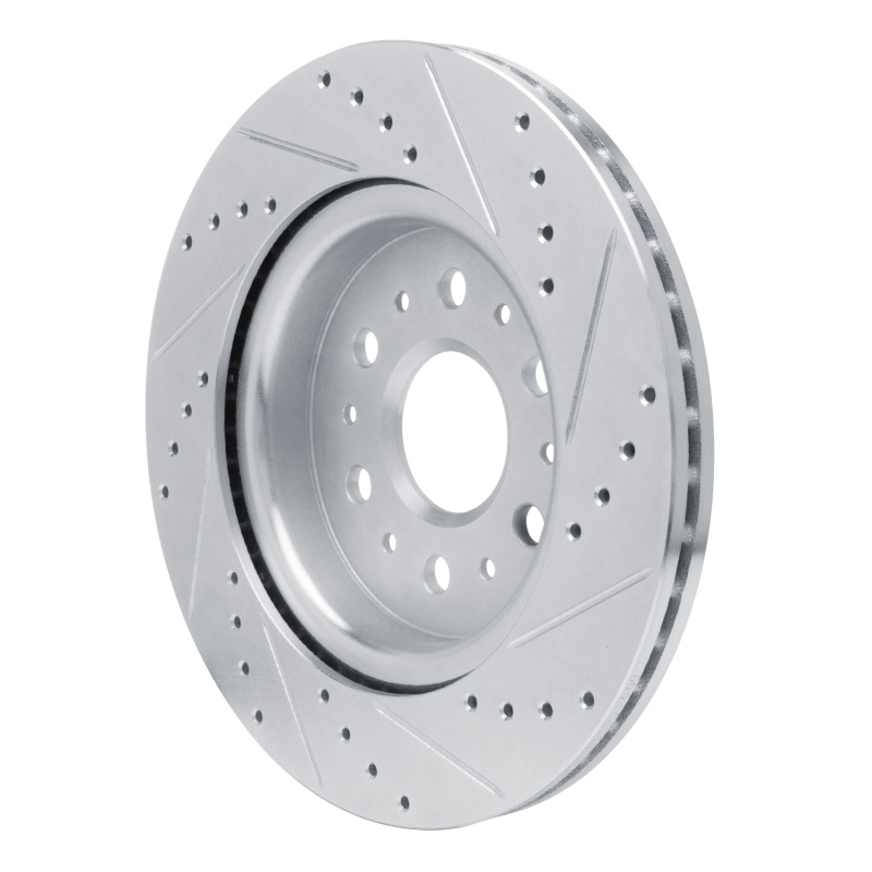 Buick Enclave Brake Rotor (1) - Rear Left - R1 Concepts - Drilled & Slotted - Silver - `17-`25